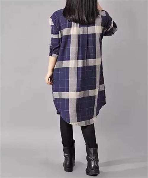 Dream garden(ドリームガーデン)の「チェック柄シャツワンピース(シャツワンピース・レディース・ブラック/ネイビー/レッド・L/M)」の5枚目の写真
