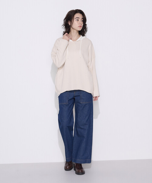 COMME CA Wardrobe(コムサワードローブ)の「綿/ポリエステル天竺編 ニットプルオーバー(ニット/セーター・レディース・アイボリー/サックスブルー/ライトグレー・FREE)」の9枚目の写真