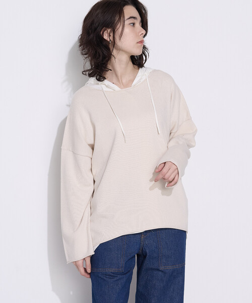 COMME CA Wardrobe(コムサワードローブ)の「綿/ポリエステル天竺編 ニットプルオーバー(ニット/セーター・レディース・アイボリー/サックスブルー/ライトグレー・FREE)」の12枚目の写真