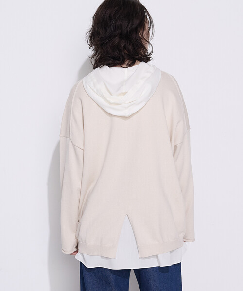 COMME CA Wardrobe(コムサワードローブ)の「綿/ポリエステル天竺編 ニットプルオーバー(ニット/セーター・レディース・アイボリー/サックスブルー/ライトグレー・FREE)」の13枚目の写真