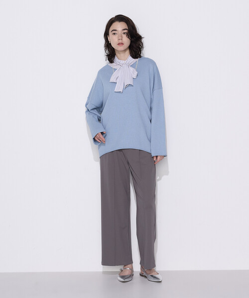 COMME CA Wardrobe(コムサワードローブ)の「綿/ポリエステル天竺編 ニットプルオーバー(ニット/セーター・レディース・アイボリー/サックスブルー/ライトグレー・FREE)」の14枚目の写真