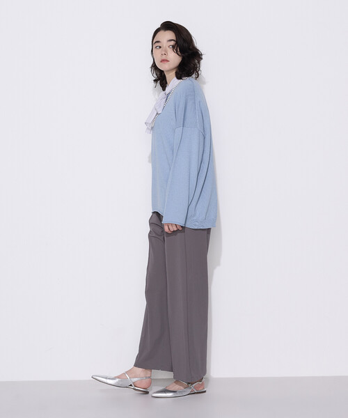 COMME CA Wardrobe(コムサワードローブ)の「綿/ポリエステル天竺編 ニットプルオーバー(ニット/セーター・レディース・アイボリー/サックスブルー/ライトグレー・FREE)」の15枚目の写真