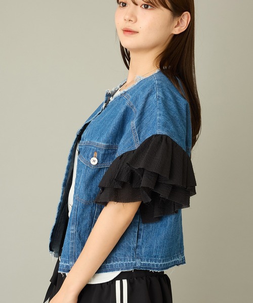 mien（ミアン）の「【mien】フリルスリーブデニムジャケット（デニムジャケット・レディース・インディゴブルー/ブラック・38）」の8枚目の写真
