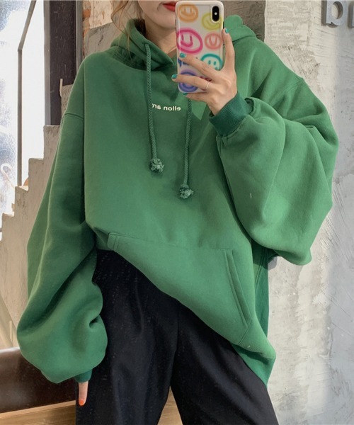 Flugge（フラッジー）の「ビッグシルエットロゴパーカー（パーカー・レディース・グリーン/ネイビー・LARGE/MEDIUM）」の5枚目の写真