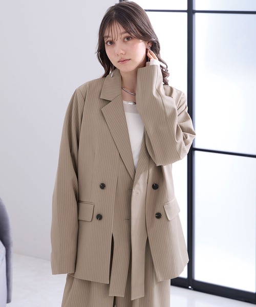 Elishe（エリシェ）の「デザインテーラードジャケット（テーラードジャケット・レディース・ベージュ系/アイボリー/チャコールグレー・FREE）」の3枚目の写真