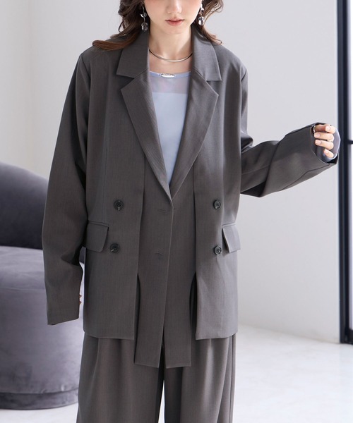 Elishe（エリシェ）の「デザインテーラードジャケット（テーラードジャケット・レディース・ベージュ系/アイボリー/チャコールグレー・FREE）」の15枚目の写真