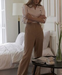 NONLOCAL（ノンローカル）の「High Waist Loose-fit Pants - Beige（スラックス）」