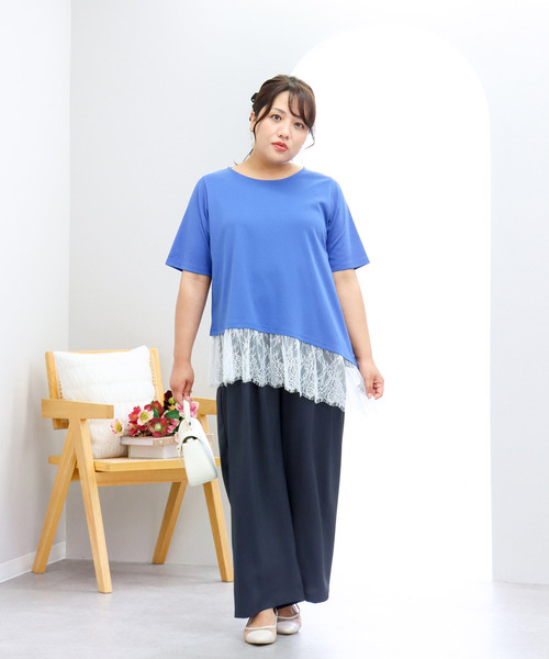 anyfee(エニフィー)の「【anyfee×HINAコラボ】サマラク多タックワイドパンツ(2026SS)(その他パンツ・レディース・ネイビー/ベージュ/チャコール/アイボリー・4L1/3L1/5L/4L/5L1/3L/LL)」の6枚目の写真