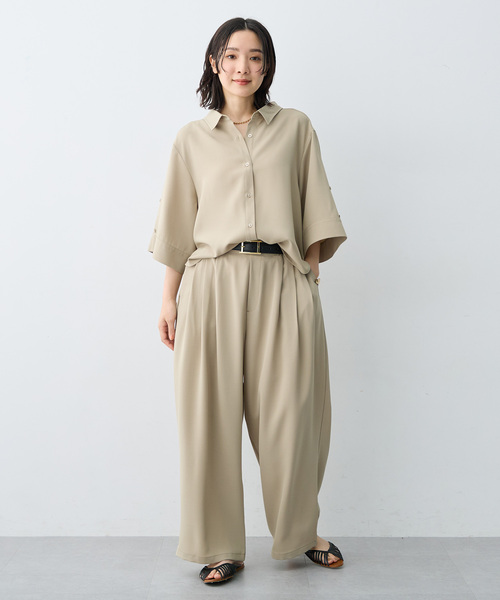 anyfee(エニフィー)の「【anyfee×HINAコラボ】サマラク多タックワイドパンツ(2026SS)(その他パンツ・レディース・ネイビー/ベージュ/チャコール/アイボリー・4L1/3L1/5L/4L/5L1/3L/LL)」の10枚目の写真