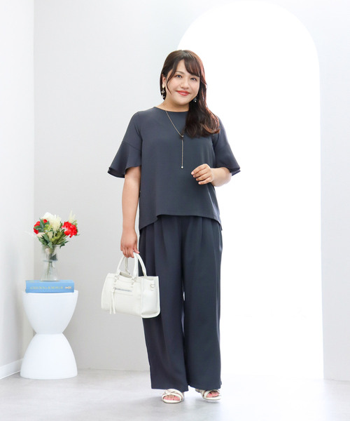 anyfee(エニフィー)の「【anyfee×HINAコラボ】サマラク多タックワイドパンツ(2026SS)(その他パンツ・レディース・ネイビー/ベージュ/チャコール/アイボリー・4L1/3L1/5L/4L/5L1/3L/LL)」の14枚目の写真