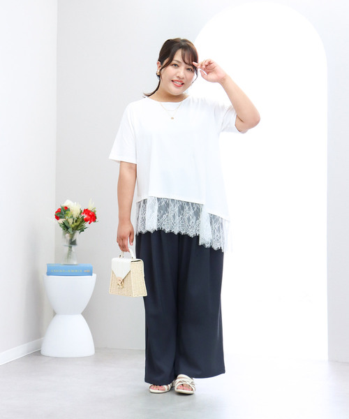 anyfee(エニフィー)の「【anyfee×HINAコラボ】サマラク多タックワイドパンツ(2026SS)(その他パンツ・レディース・ネイビー/ベージュ/チャコール/アイボリー・4L1/3L1/5L/4L/5L1/3L/LL)」の16枚目の写真