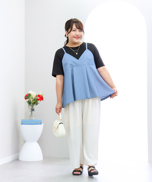 anyfee(エニフィー)の「【anyfee×HINAコラボ】サマラク多タックワイドパンツ(2026SS)(その他パンツ・レディース・ネイビー/ベージュ/チャコール/アイボリー・4L1/3L1/5L/4L/5L1/3L/LL)」の17枚目の写真