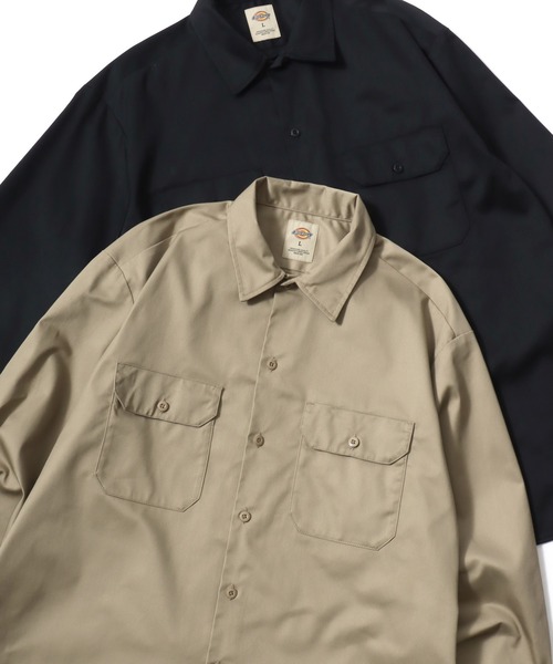 Dickies(ディッキーズ)の「Dickies/ディッキーズ 574 LS Work Shirt/オーバーサイズ TCツイル 無地 ワークシャツ/長袖シャツ/レディース メンズ(シャツ/ブラウス・メンズ・チャコールグレー/ブラック/ネイビー/ベージュ・L/M/XL)」の3枚目の写真