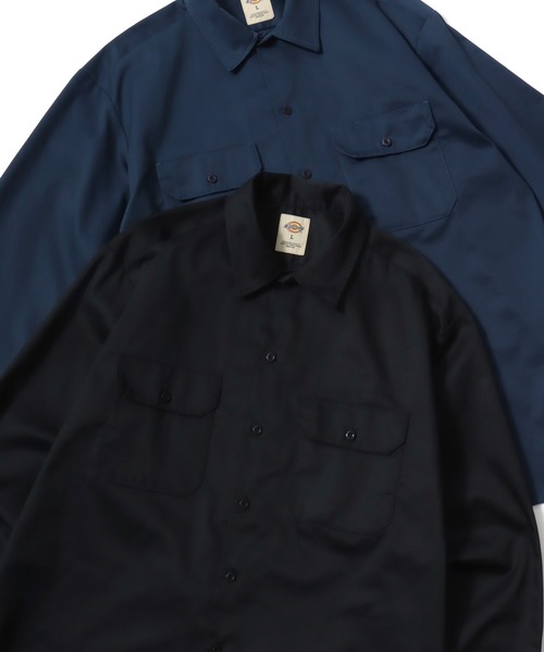 Dickies(ディッキーズ)の「Dickies/ディッキーズ 574 LS Work Shirt/オーバーサイズ TCツイル 無地 ワークシャツ/長袖シャツ/レディース メンズ(シャツ/ブラウス・メンズ・チャコールグレー/ブラック/ネイビー/ベージュ・L/M/XL)」の2枚目の写真