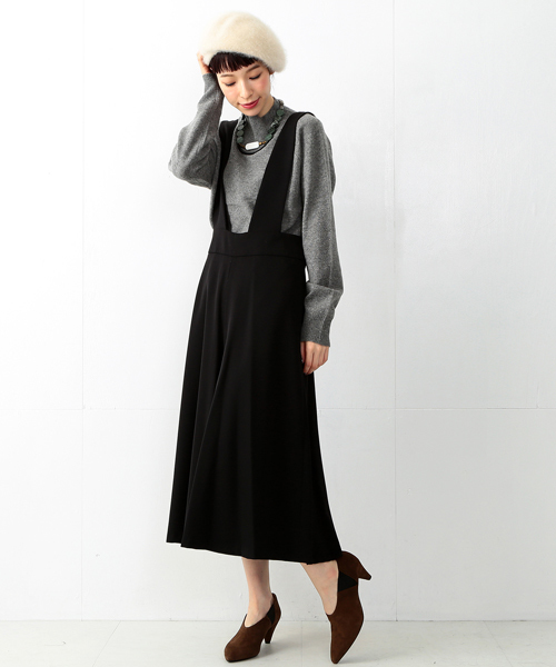 Ray BEAMS(レイビームス)の「◇【ラブリ着用】Ray BEAMS / フレアー ワイド サロペット(サロペット/オーバーオール・レディース・ナチュラル/ブラック・0/1)」の2枚目の写真
