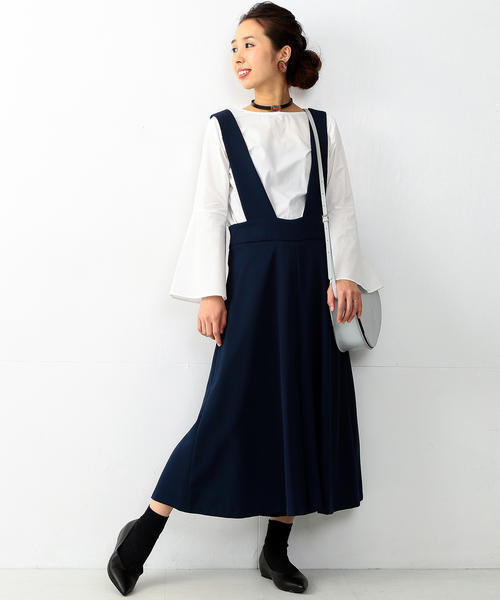 Ray BEAMS(レイビームス)の「◇【ラブリ着用】Ray BEAMS / フレアー ワイド サロペット(サロペット/オーバーオール・レディース・ナチュラル/ブラック・0/1)」の8枚目の写真