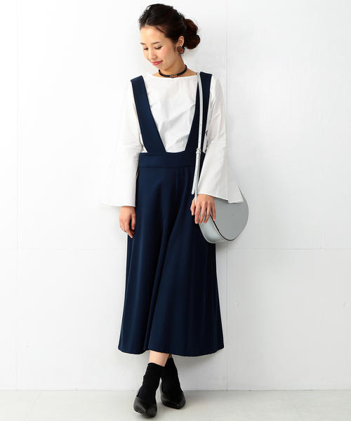 Ray BEAMS(レイビームス)の「◇【ラブリ着用】Ray BEAMS / フレアー ワイド サロペット(サロペット/オーバーオール・レディース・ナチュラル/ブラック・0/1)」の10枚目の写真