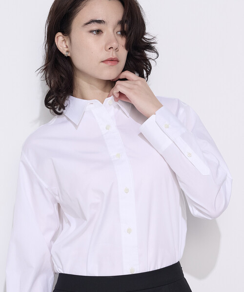 COMME CA（コムサ）の「コットンブロード／アイランドコットン ベーシックシャツ（シャツ/ブラウス・レディース・サックスブルー/ホワイト・11号/9号）」の7枚目の写真