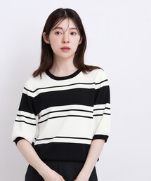 grove（グローブ）の「【シリーズ累計36万枚/UVカット・ひんやり・洗濯機OK】やわらかドライタッチ 五分袖クルーネックニット（ニット/セーター）」