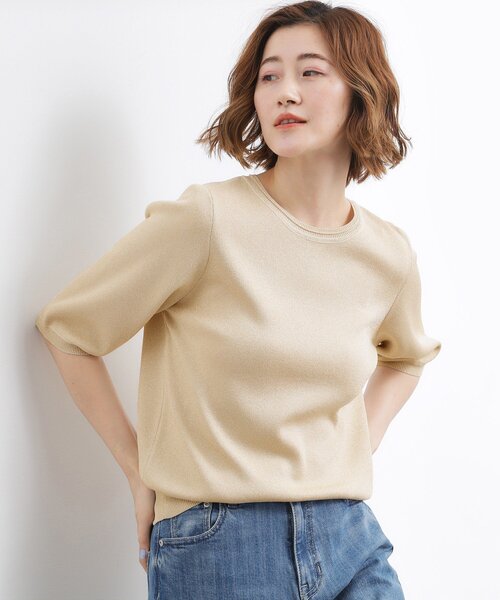 grove(グローブ)の「【貴島明日香さん着用・シリーズ累計34万枚】やわらかドライタッチ 五分袖クルーネックニット(ニット/セーター・レディース・シルバー/オフホワイト/ホワイト系5/ブルー/ブルー系その他/ピンクゴールド/レッド系/ブラック/ブラック系2/ブルー系7・02/03/01/05/04)」の10枚目の写真