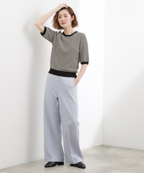 grove(グローブ)の「【貴島明日香さん着用・シリーズ累計34万枚】やわらかドライタッチ 五分袖クルーネックニット(ニット/セーター・レディース・シルバー/オフホワイト/ホワイト系5/ブルー/ブルー系その他/ピンクゴールド/レッド系/ブラック/ブラック系2/ブルー系7・02/03/01/05/04)」の14枚目の写真