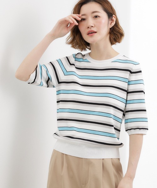 grove(グローブ)の「【貴島明日香さん着用・シリーズ累計34万枚】やわらかドライタッチ 五分袖クルーネックニット(ニット/セーター・レディース・シルバー/オフホワイト/ホワイト系5/ブルー/ブルー系その他/ピンクゴールド/レッド系/ブラック/ブラック系2/ブルー系7・02/03/01/05/04)」の20枚目の写真