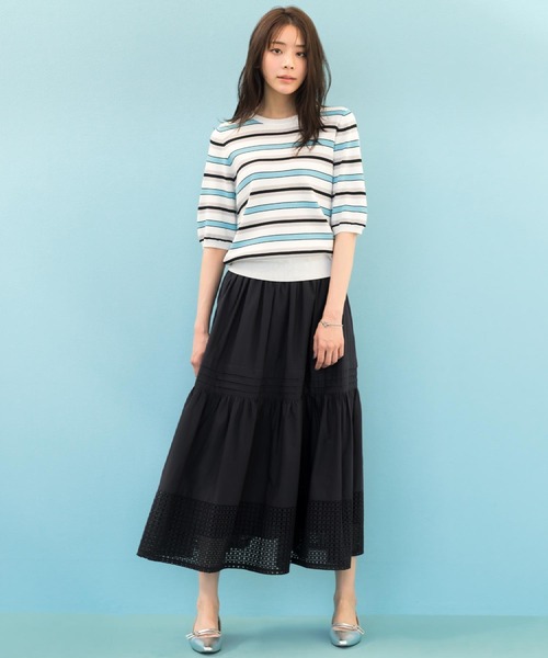 grove(グローブ)の「【貴島明日香さん着用・シリーズ累計34万枚】やわらかドライタッチ 五分袖クルーネックニット(ニット/セーター・レディース・シルバー/オフホワイト/ホワイト系5/ブルー/ブルー系その他/ピンクゴールド/レッド系/ブラック/ブラック系2/ブルー系7・02/03/01/05/04)」の18枚目の写真