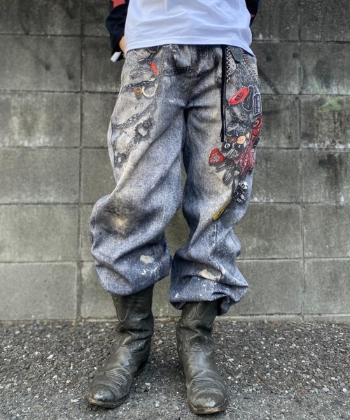 lilful(リルフル)の「【26年春夏新作】デザインプリントワイドデニムパンツ(デニムパンツ・メンズ・ブルー・M/L)」の5枚目の写真
