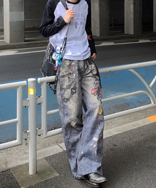 lilful(リルフル)の「【26年春夏新作】デザインプリントワイドデニムパンツ(デニムパンツ・メンズ・ブルー・M/L)」の4枚目の写真