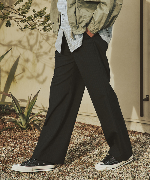 JOURNAL STANDARD（ジャーナルスタンダード）の「T/W ストライプ 2タック トラウザー スラックス（スラックス・メンズ・チャコールグレー/ブラック・MEDIUM/LARGE）」の4枚目の写真