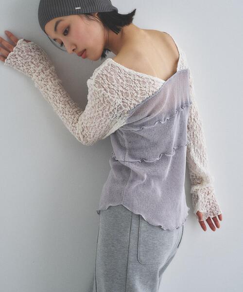 CODE A（コードエー）の「【Re】sensual lace sheer top（Tシャツ/カットソー・レディース・オフホワイト/ライトグレー・00）」の7枚目の写真