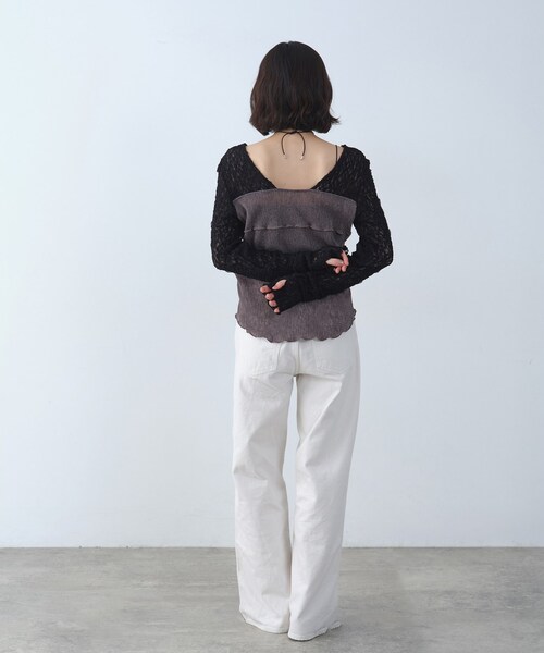 CODE A(コードエー)の「【Re】sensual lace sheer top(Tシャツ/カットソー・レディース・オフホワイト/ライトグレー・00)」の12枚目の写真