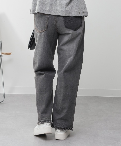 aity(アイティ)の「M-4L ヴィンテージ風 ポケット加工デニムワイドパンツ(デニムパンツ・レディース・ライトブルー/ブルー/グレー・4L/3L/LL/L/M)」の6枚目の写真