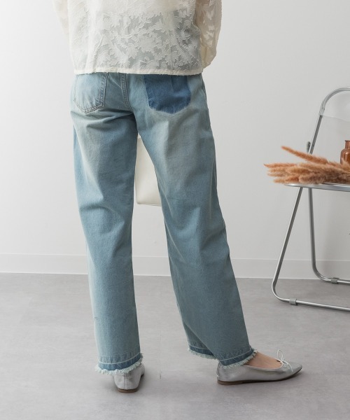 aity(アイティ)の「M-4L ヴィンテージ風 ポケット加工デニムワイドパンツ(デニムパンツ・レディース・ライトブルー/ブルー/グレー・4L/3L/LL/L/M)」の15枚目の写真