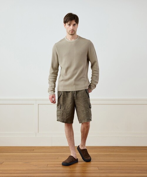 JAMES PERSE(ジェームスパース)の「テクスチャードリネン ショートパンツ MTXL4313(その他パンツ・メンズ・ダークグリーン・3/2/1/0)」の2枚目の写真