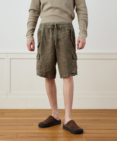 JAMES PERSE(ジェームスパース)の「テクスチャードリネン ショートパンツ MTXL4313(その他パンツ・メンズ・ダークグリーン・3/2/1/0)」の3枚目の写真