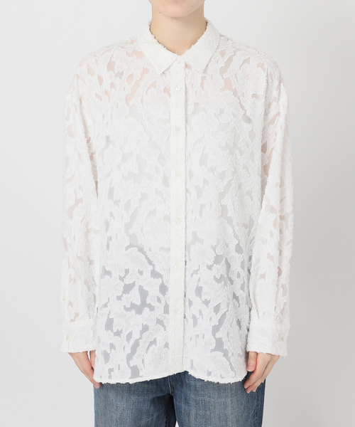 Spick & Span(スピックアンドスパン)の「《追加》シアージャガードシャツ(シャツ/ブラウス・レディース・ブラック/アイボリー・FREE)」の7枚目の写真