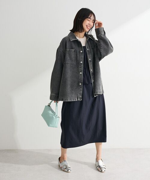 Green　Parks（グリーンパークス）の「デニムシャツブルゾン（デニムジャケット・レディース・ブラック/ライトインディゴブルー・FREE）」の9枚目の写真