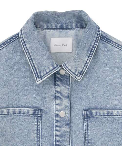 Green　Parks（グリーンパークス）の「デニムシャツブルゾン（デニムジャケット・レディース・ブラック/ライトインディゴブルー・FREE）」の12枚目の写真
