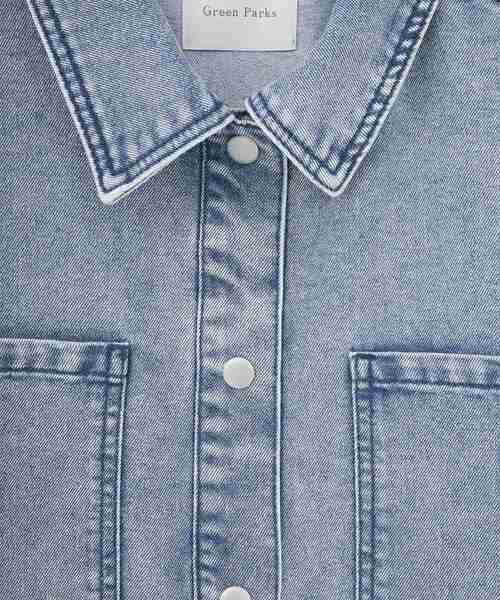 Green　Parks（グリーンパークス）の「デニムシャツブルゾン（デニムジャケット・レディース・ブラック/ライトインディゴブルー・FREE）」の15枚目の写真