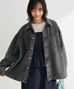 セール】【WEB限定】ペプラムデニムブルゾン（ブルゾン）｜ADAM ET