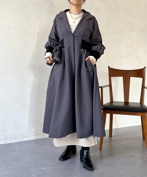 un dix cors（アンディコール）の「ウエストリブコート（その他アウター・レディース・チャコールグレー/ライム・FREE）」の2枚目の写真