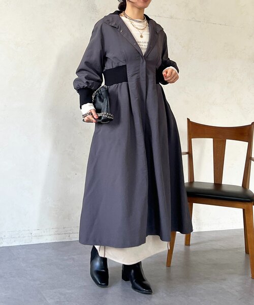 un dix cors（アンディコール）の「ウエストリブコート（その他アウター・レディース・チャコールグレー/ライム・FREE）」の8枚目の写真