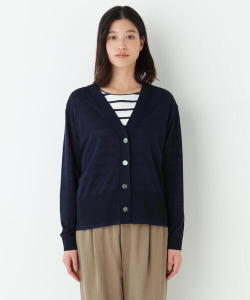 human woman（ヒューマンウーマン）の「◆コットン混ハイゲージＶネックカーディガン（カーディガン/ボレロ・レディース・グリーン/グレー/ネイビー・MEDIUM）」の11枚目の写真
