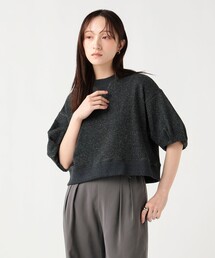 ラメ裏毛 袖バルーン プルオーバー
