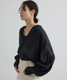 SALON adam et rope' | GENTLE LINEN クロップドギャザーブラウス(シャツ/ブラウス)