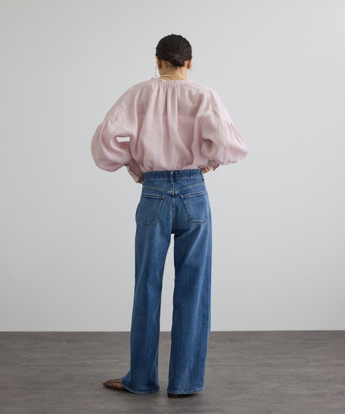 SALON adam et rope'（サロン アダム エ ロペ）の「GENTLE LINEN クロップドギャザーブラウス（シャツ/ブラウス・レディース・ホワイト/ブラック/ピンク/グレー・FREE）」の9枚目の写真