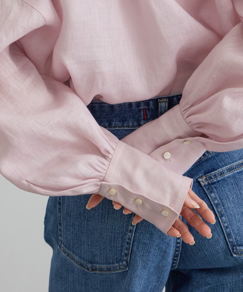 SALON adam et rope'（サロン アダム エ ロペ）の「GENTLE LINEN クロップドギャザーブラウス（シャツ/ブラウス・レディース・ホワイト/ブラック/ピンク/グレー・FREE）」の20枚目の写真