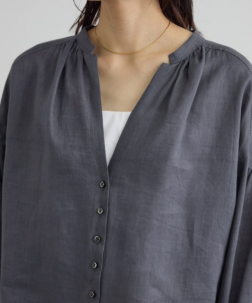 リネンスキッパーギャザーブラウス / GENTLE LINEN 新色追加（シャツ