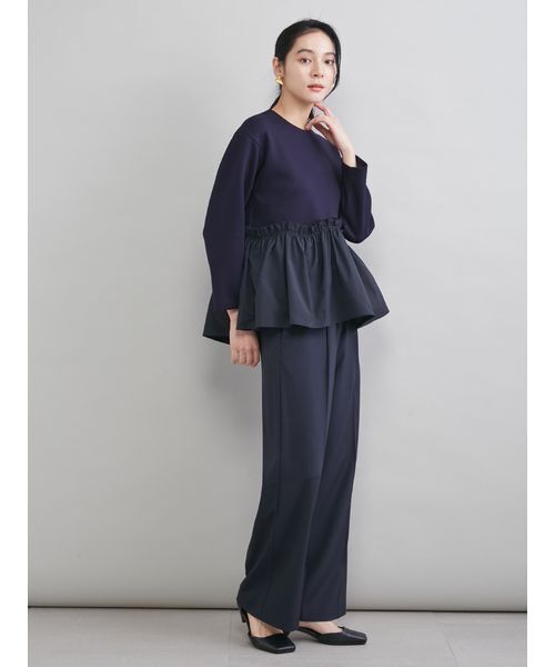 ペプラムブラウス×ワンタックパンツ SETUP（ワンピース）｜Mila